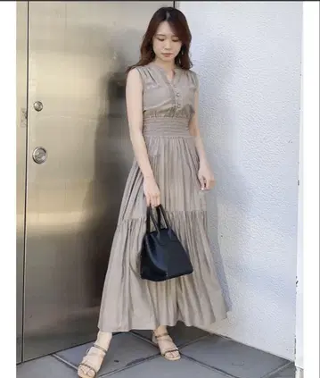 다즐링/시어 티어드 볼륨 원피스