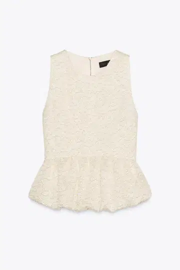 ZARA 엠보싱 가공 페플럼 탑 S 사이즈 택 포함 새상품