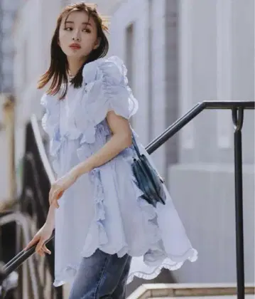 COCO DEAL T/C 프릴 튜닉 블루
