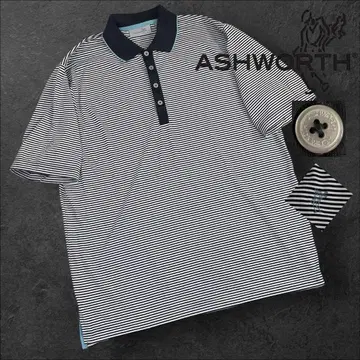 컨디션 최상 ASHWORTH 게임 셔츠 사이즈 2XL 상당 보더 골프웨어
