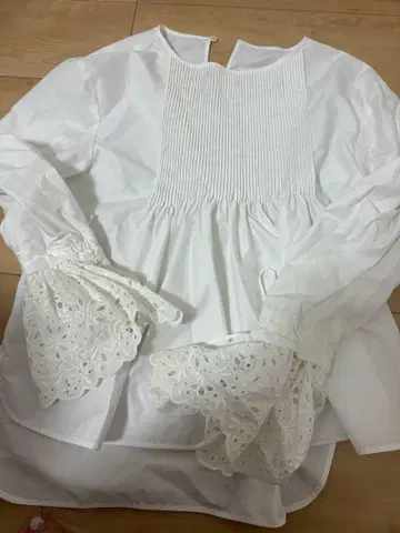 블루 레어 소매 레이스 브라운