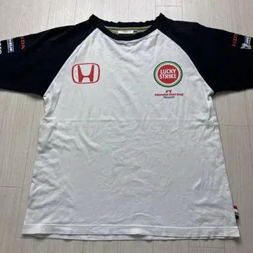 F1 HONDA Racing 혼다 레이싱 래글런 티셔츠 M 기업 프린트