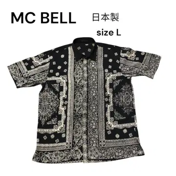 MCBELL 페이즐리 무늬 반팔 셔츠 일본제 시스루 블랙 셔츠