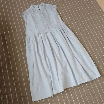 SM2 면 린넨 레이스 자수 롱 원피스