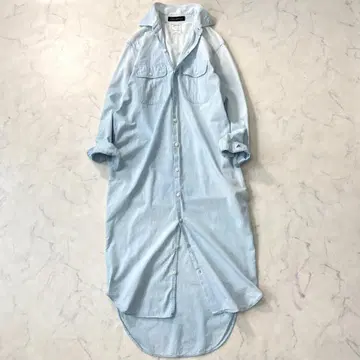 매디슨 블루 햄튼 샴브레이 롱 셔츠 원피스 스카이블루 rm3