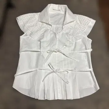 Hiroko Koshino 화이트 슬리브리스 집업 셔츠