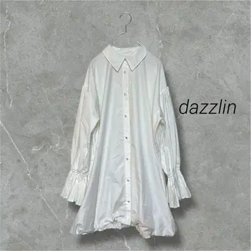 dazzlin 다즐린 플리츠 커프스 벌룬 셔츠 원피스 화이트