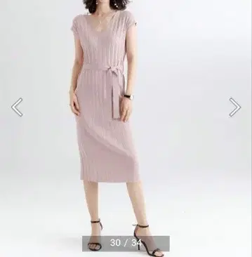 세존드파피용 마카롱 컬러 리브 플리츠 니트 원피스