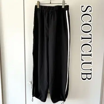 SCOTCLUB 새상품 라인 팬츠 하의 밑단 조임 블랙