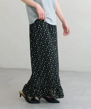 새상품 디스코트 미니 꽃무늬 내로우 프릴 스커트