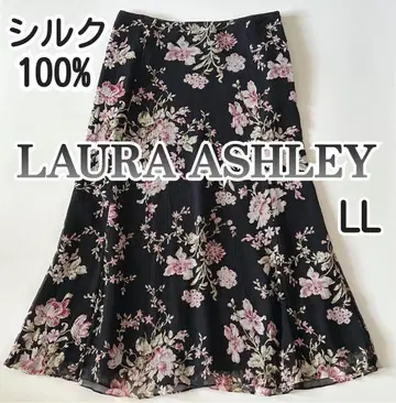 LAURA ASHLEY 스커트 롱 실크 100% 실크 13호 LL
