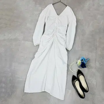 Uhr Gathering Dress 셔링 드레스 면 100% 우아