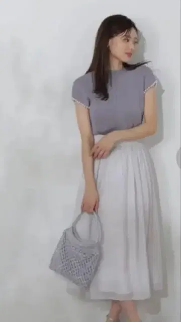 프로포션 바디 드레싱 슬리브 펄 반팔 니트