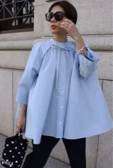 MACHATT 마챗 리본 턱 블라우스 블루