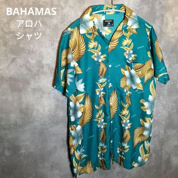 BAHAMAS 알로하 셔츠 터콰이즈 올 패턴 패턴 셔츠