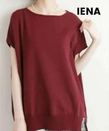 IENA 코튼 스트레치 와이드 크루넥 풀오버 보르도