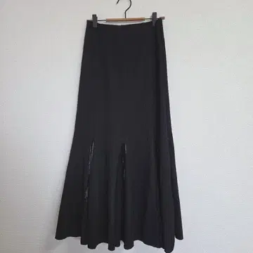 미위비 레트 블랙 롱 스커트 L 허리밴딩 끈 디자인