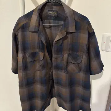 Pendleton 반팔 셔츠 L 사이즈 브라운/블루