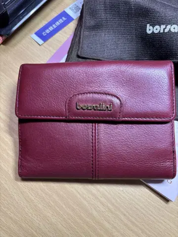 borsalini 보르살리니 버건디 두겹 지갑 수납 봉투 포함