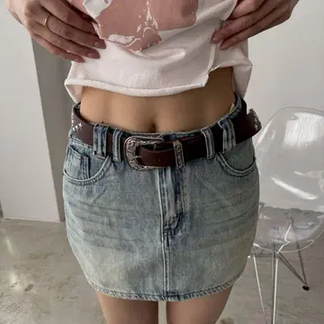 FOLLOWIN 스탠다드 빈티지 데님 미니 스커트 인 빵 포함