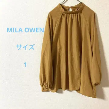 MILA OWEN 브라운 긴팔 상의 개더링 디테일