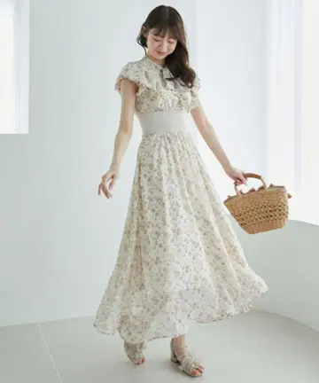 진심 스틱 레곤 보타이 코르셋 프릴 원피스 M