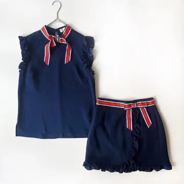 TED BAKER 보우 트림 셋업 리본, 프릴 상의 스커트