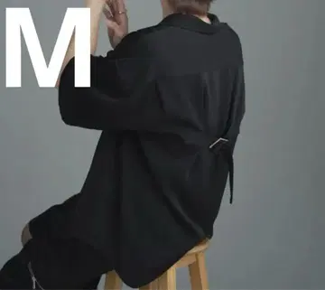 ADRER 하이 드레이프 백 벨트 오픈 카라 셔츠 블랙 M