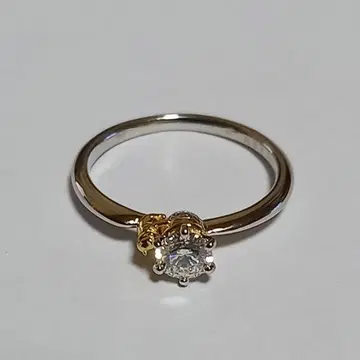 케이우노 Pt 곰돌이 푸 0.3ct 다이아몬드 반지 9호
