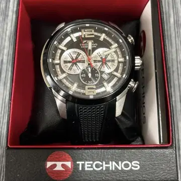 TECHNOS 크로노그래프 손목시계 블랙 실버
