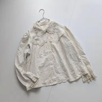 70년대 빈티지 블라우스 퍼프 슬리브 레이스