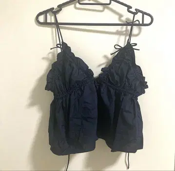 ZARA 리본 모티브 프린트 탑 XS 블랙