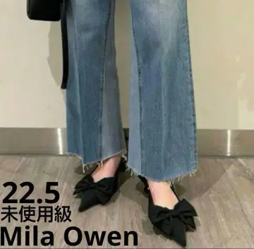 미사용급 Mila Owen 리본 모티브 슬링 백 펌프스 36