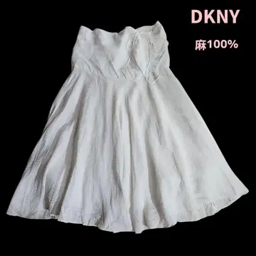 DKNY 린넨 라미 100% 베어 탑 원피스 화이트