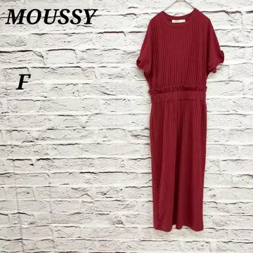 R5129 마우지 [F] 반팔 니트 롱 원피스 크루넥 레드