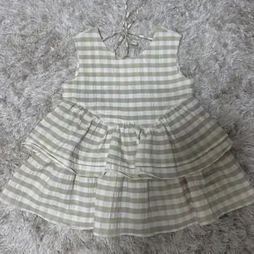 anuans 아누아스 격자 무늬 더블 프릴 블라우스