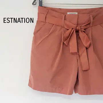 ESTNATION 새틴 리본 벨트 나일론 턱 숏 팬츠
