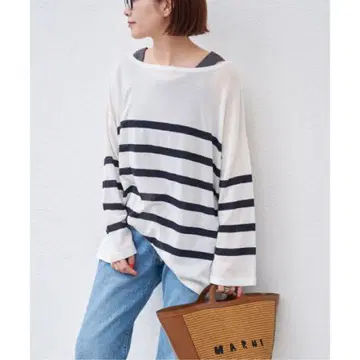 Spick & Span 보트넥 시어 루즈 니트