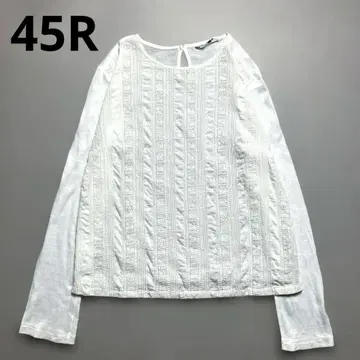 45R 코튼 레이스 블라우스 뒷면 거즈 긴팔 셔츠 티셔츠