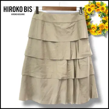 HIROKOBIS 스커트 프릴 캐주얼 무릎 기장 베이지 9 깔끔한