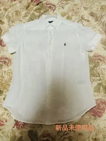POLO 랄프 로렌 린넨 100% 반팔 셔츠 화이트 S (일본 M)