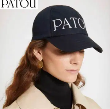 PATOU 블랙 자수 로고 코튼 캡