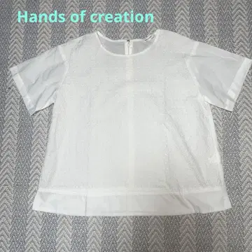 Hands of creation 화이트 반팔 블라우스 레이스