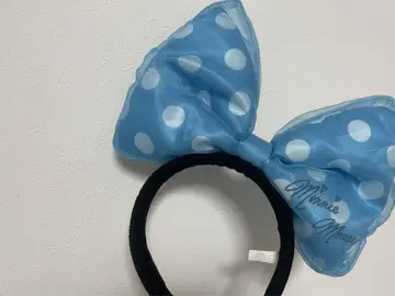 디즈니 미니 빅 리본 머리띠 스카이블루 도트