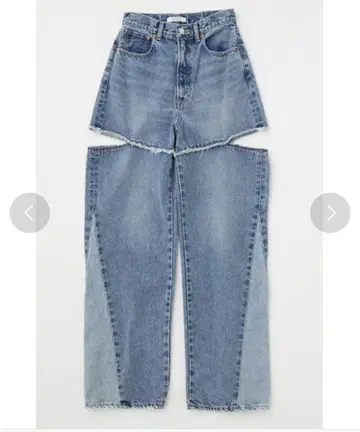 MOUSSY 커트 아웃 와이드 스트레이트 블루
