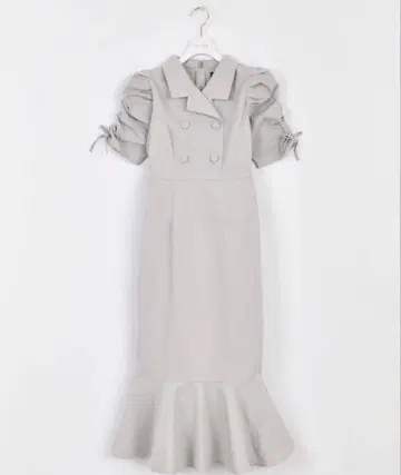 evelyn 에블린 오픈 카라 머메이드 OP 원피스 아이스 그레이