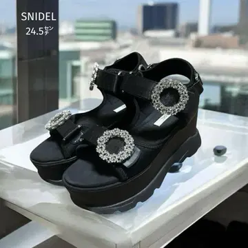 고품질 SNIDEL 비쥬 샌들 (24.5) 통굽 블랙 스나이델