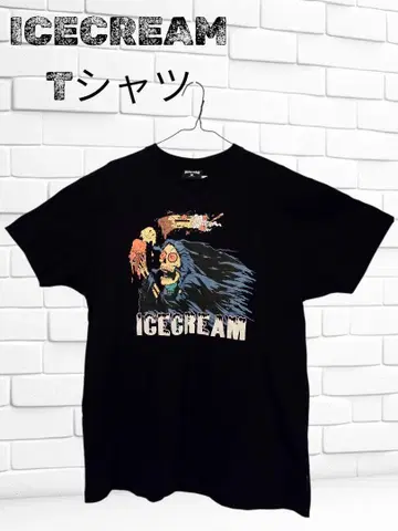 ICECREAM 티셔츠 스컬 디자인 블랙