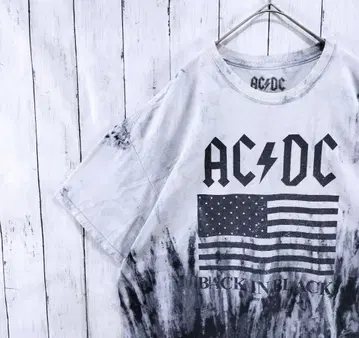 US 구제 의류 AC/DC 그래픽 티셔츠 밴딩 밴 티셔츠 성조기 2XL