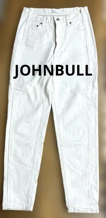 JOHNBULL 화이트 하이웨스트 스트레이트 데님